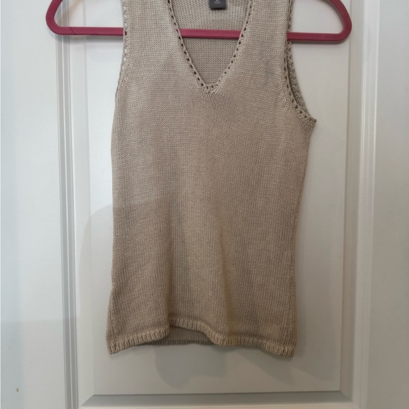 Ann Taylor Beige Knit Sleeveless Silk Sweater Top - Picture 3 of 6